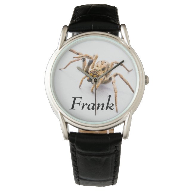Reloj de araña de cuero negro para hombres (Anverso)