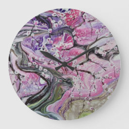 Reloj de árbol con flores de cerezo