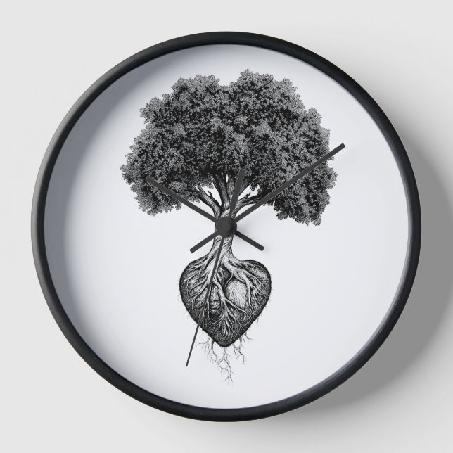 Reloj de árbol con raíces en el corazón (Anverso)