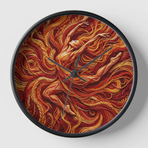 Reloj de Arte Bailarina Abstracta Hilo Rojo Fuego