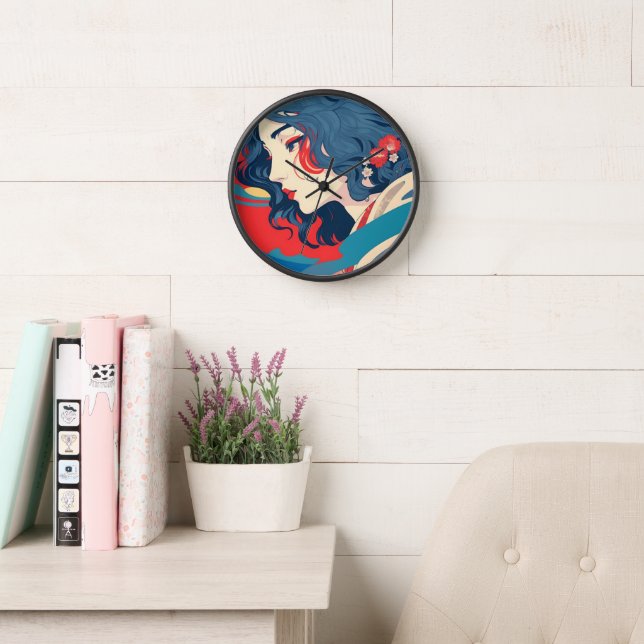 Reloj de arte con retratos de una joven hermosa (Sala de lectura)