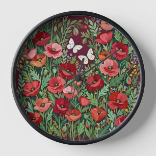 Reloj de Arte de Gouache Abstracto Amapolas Maripo