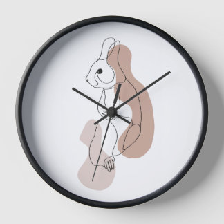 Reloj de arte de línea de conejo minimalista
