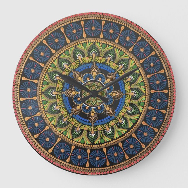 Reloj de arte de Mandala, reloj decorativo, geomét (Anverso)