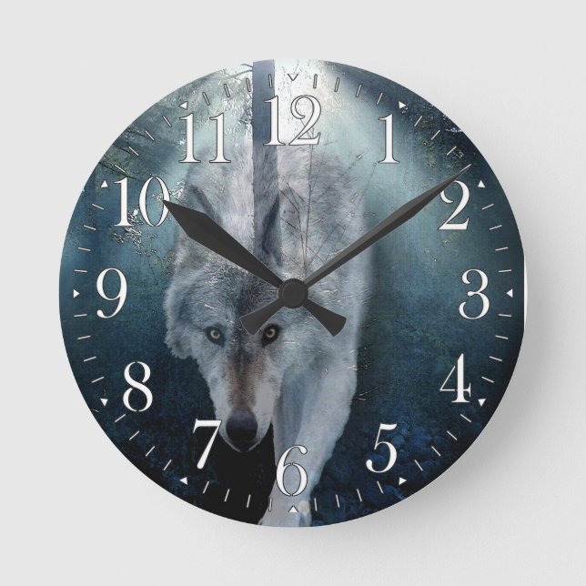 Reloj de arte de vida salvaje Gray Wolf (Anverso)