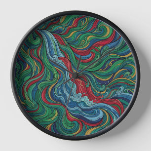 Reloj de arte en cascada de agua abstracta en tono