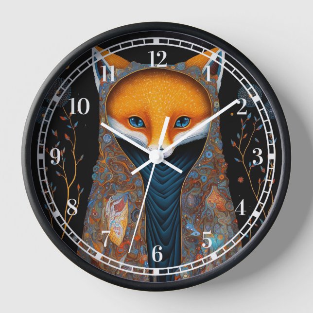 Reloj de arte fantástico de Fox Woodland Fantasy (Anverso)