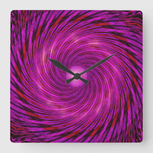 Reloj de arte Kaleidoscope con espiral negra rosa