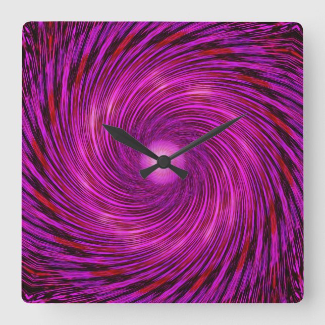 Reloj de arte Kaleidoscope con espiral negra rosa (Anverso)