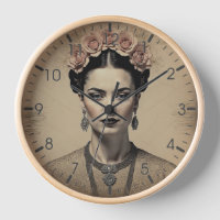 Reloj de arte retro Frida Kahlo para una vista úni