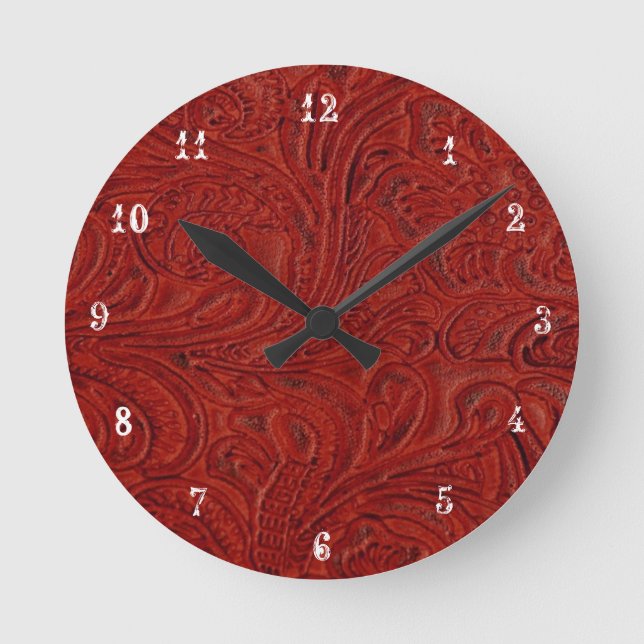 Reloj de aspecto de cuero con herramientas rojas e (Anverso)