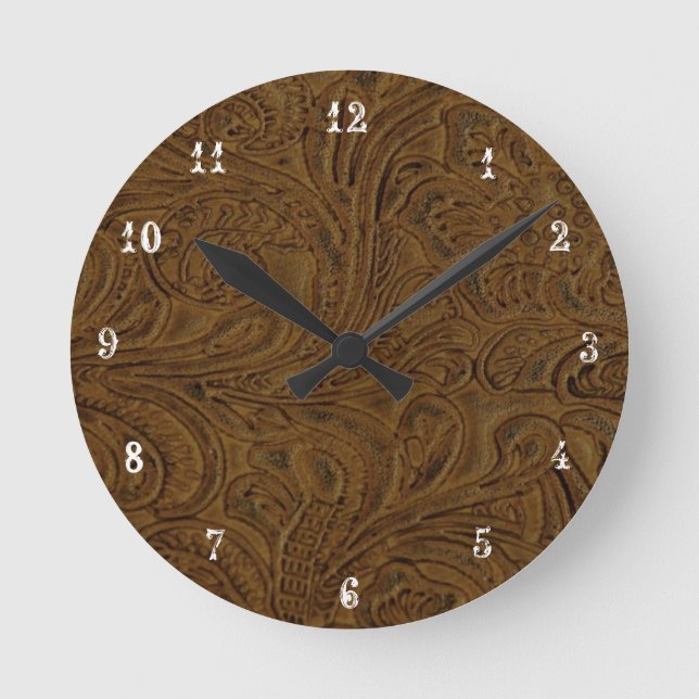 Reloj de aspecto de cuero labrado marrón de campo  (Anverso)