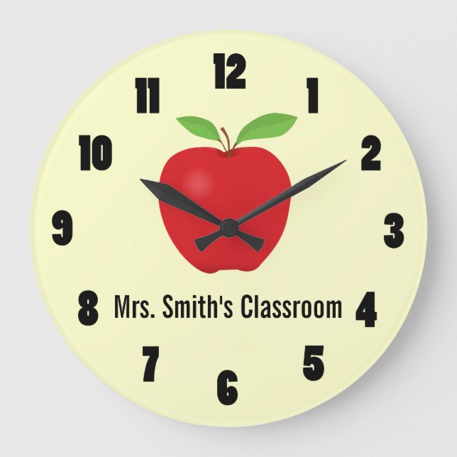 Reloj de aula con una manzana (Anverso)