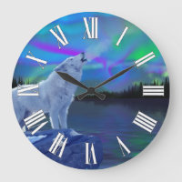Reloj de Aurora y Wolf Wildlife Art