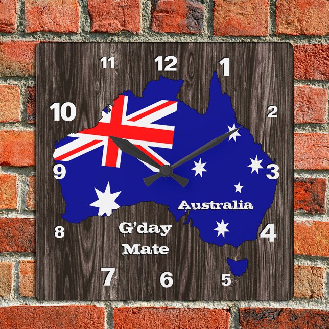 Reloj de Australia, portón de oro, madera, bandera (Subido por el creador)