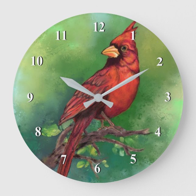 Reloj de aves del cardenal rojo del norte (Anverso)