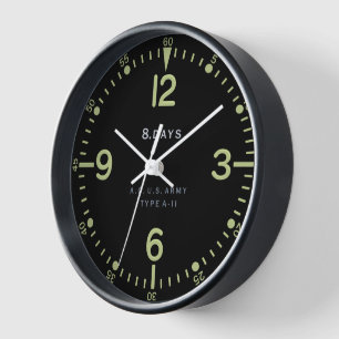 Reloj de avión retro estándar del ejército de Esta