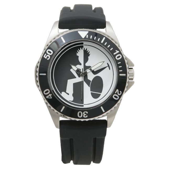 Reloj de bailarinas gráficas en blanco y negro (Anverso)