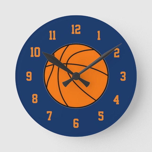 Reloj de baloncesto azul y naranja (Anverso)