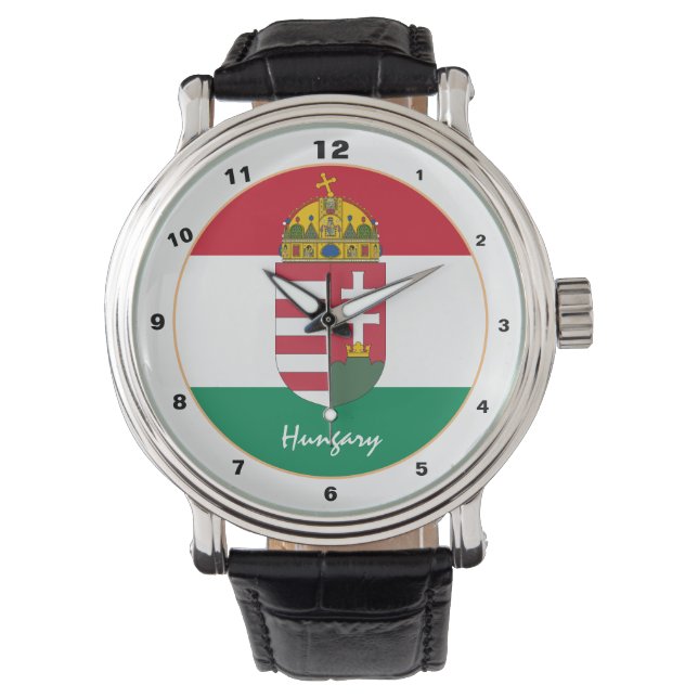 reloj de bandera húngara, moda Emblem y Hungría (Anverso)
