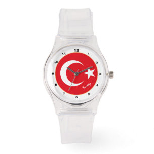 Reloj de bandera turca, reloj de moda y diseño en 