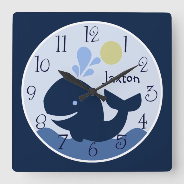Reloj de bebé de ballena Nautical Ahoy personaliza (Anverso)