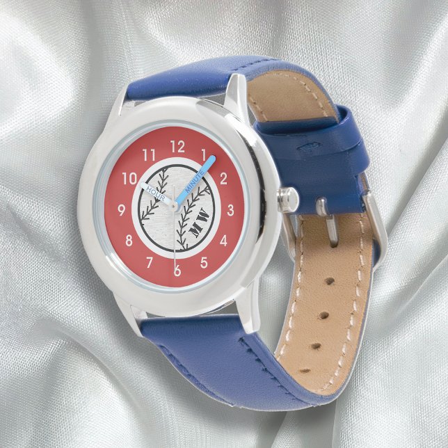 Reloj de béisbol monograma de niños (Subido por el creador)