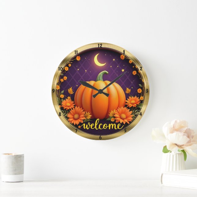 Reloj de bienvenida de otoño: Pumpkin Moonlight Sy (Hogar)