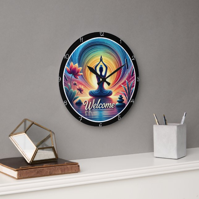 Reloj de bienvenida para la mediación del yoga (Oficina)