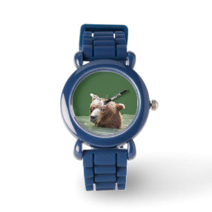 Reloj de bisel ajustable para niños con oso pardo