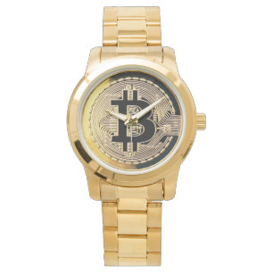 reloj de bitcoin dorado