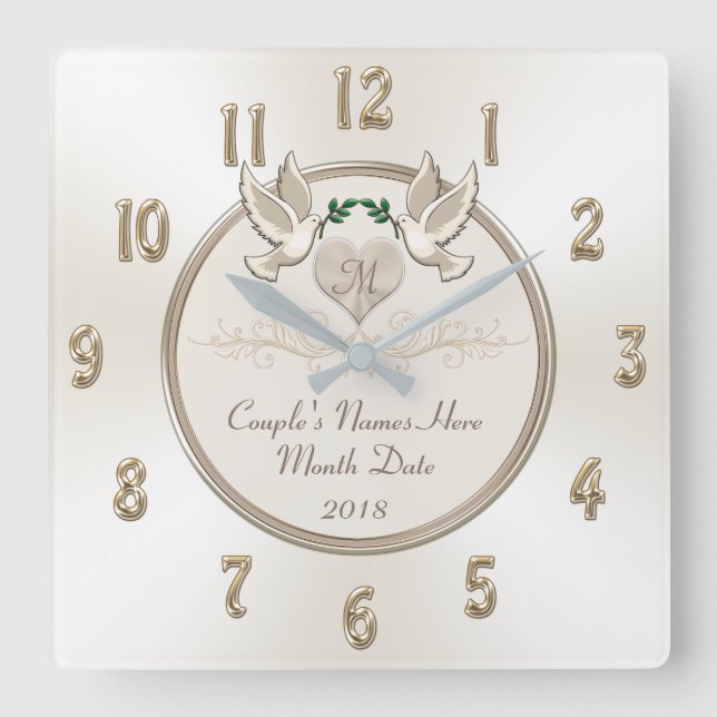 Reloj de Boda de regalos de matrimonio blanco pers (Anverso)