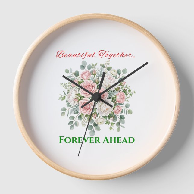 Reloj de boda floral elegante (Anverso)