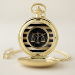 Reloj De Bolsillo Abogado en el abogado moderno de las rayas de la<br><div class="desc">Abogado en los relojes de bolsillo modernos del abogado de las rayas de la escala del oro de la ley.</div>