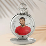 Reloj De Bolsillo Amar a tu novio, marido.<br><div class="desc">Plantilla para tu propia foto de un novio,  hombre,  esposo. Con el texto. Te amo (x4) Un gran regalo de cumpleaños,  un regalo de boda o un placer para ella. Texto negro.</div>
