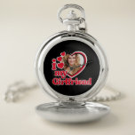 Reloj De Bolsillo Amo a mi Personalizado novia<br><div class="desc">¿Estás buscando un regalo único y personal para tu novio? ¡No busque más que nuestro diseño fotográfico personalizado I Love My Girlfriend! Sube una foto para crear un regalo único que le encantará. Es un regalo perfecto para cumpleaños, El día de San Valentín, aniversarios o cualquier ocasión especial. ¡Elige la...</div>