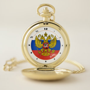 Reloj De Bolsillo Bandera rusa y moda de moda Р о с с и я