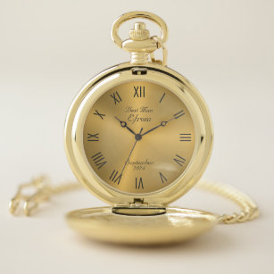 Reloj De Bolsillo Boda Regalo Números romanos Textura metálica de or
