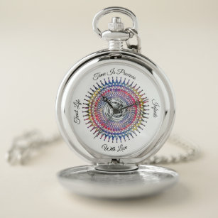 Reloj De Bolsillo Bonito Arcoiris Mandala Boho Blanco colorido