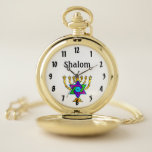Reloj De Bolsillo Candlesticks judíos Shalom<br><div class="desc">Velas judías y regalos y ropa tradicionales personalizados</div>