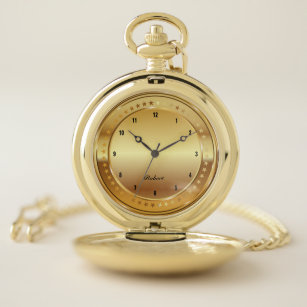 Reloj De Bolsillo Círculo y estrellas de textura metálica de oro