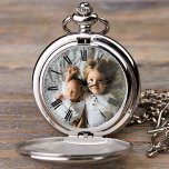 Reloj De Bolsillo Crear una foto Personalizado elegante romana elega<br><div class="desc">Decorativo diseño de reloj de bolsillo de números romanos clásicos y elegantes con tu foto,  imagen o logotipo personalizado.</div>