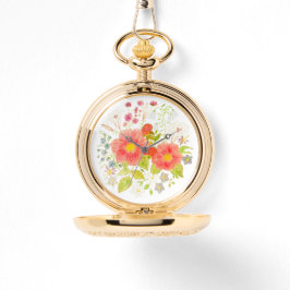Reloj de bolsillo de flores de Bouquet Silver