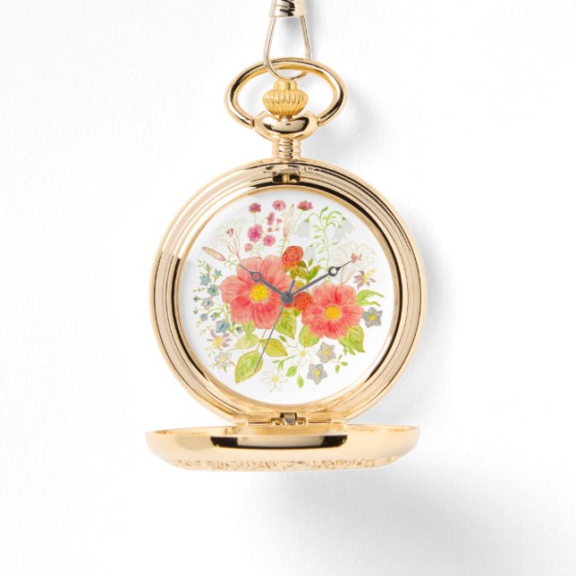 Reloj de bolsillo de flores de Bouquet Silver (Anverso)