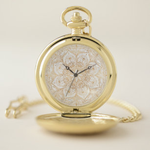 Reloj De Bolsillo Diseño de mármol de Mandala dorada de moda