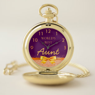 Reloj De Bolsillo El mejor oro rosa morado del mundo de la tía 