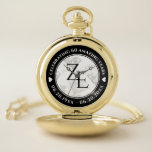 Reloj De Bolsillo Elegante 60.º 75° Aniversario del Boda del Diamant<br><div class="desc">¿El amor resiste la prueba del tiempo? ¡Celebremos el 60 o 75 aniversario del boda de diamantes con estilo con este reloj conmemorativo de bolsillo! Las elegantes letras en blanco y negro con estilizados detalles de diamante sobre un fondo blanco le dan un toque memorable a esta ocasión especial y...</div>
