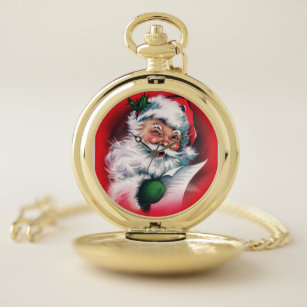 Reloj De Bolsillo Feliz Navidad, cosecha, retro, Santa Claus, feliz 