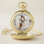 Reloj De Bolsillo Forever in Love Boda Aniversario de la foto<br><div class="desc">Mantén a tu pareja significativa cerca de este foto aniversario con foto,  sentimiento,  nombre,  matrimonio y número de años de matrimonio.  Diseño compuesto por Holiday Hearts Designs.</div>