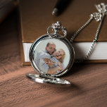 Reloj De Bolsillo Foto de aniversario personalizada<br><div class="desc">Diseño elegante con una foto personalizada perfecta para regalos de Navidades,  como regalo del Día del Padre,  aniversario de bodas,  etc.</div>